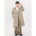Marvelous business casual men's solid color double-breasted retro classic mid-length coat
