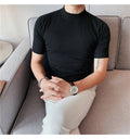 Turtleneck  Korean Luxury Clothing Short Sleeve T Shirt For Men