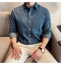Men's 90% Cotton Denim Shirt – Classic Collar & Button-Up Design