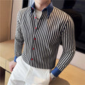 Men High-quality Long Sleeved Striped Shirts
