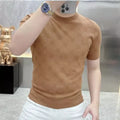 Men Jacquard Knitted Short Sleeve Casual T-shirts