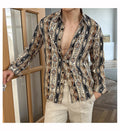 Men Draped Floral Contrast Shirt  Wrinkle-Resistant Flow   Casual Elegance