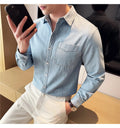 Men's 90% Cotton Denim Shirt – Classic Collar & Button-Up Design