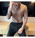 British Style Striped  Men' s Long Sleeve  Shirt