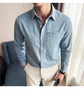 Men's 90% Cotton Denim Shirt – Classic Collar & Button-Up Design