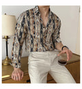 Men Draped Floral Contrast Shirt  Wrinkle-Resistant Flow   Casual Elegance