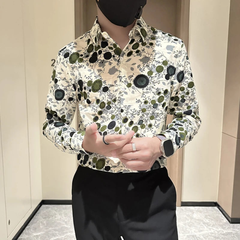 Hot Selling Long Sleeve Flower Shirt for Men