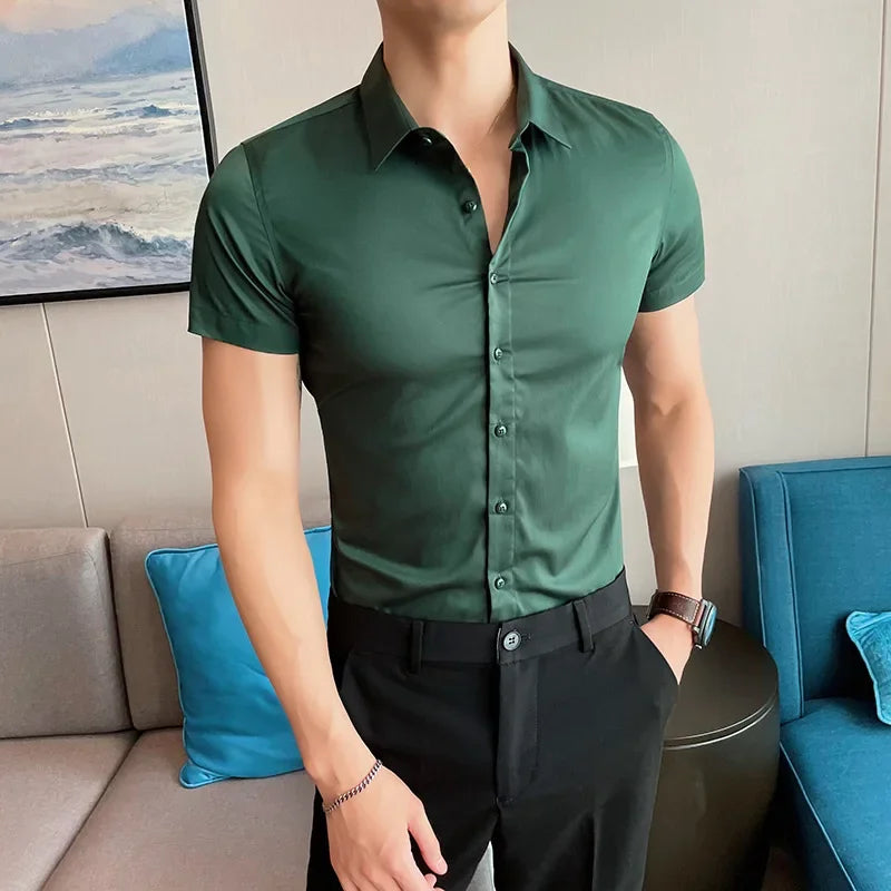 High Quality Men Business Casual Short Sleeved Shirt