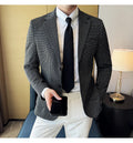 Autumn Winter Simple Plaid  Blazer  For Men Slim Fit . It can worn for Business Events and  wedding functions.