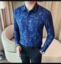 Men's Long-Sleeved  Floral Shirt with Elegant Pattern Design. Slim Fit for Casual & Business Occasions