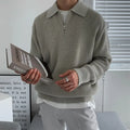 Korean Quality Youth POLO Collar Sweater. Men Winter Thickened Loose Half Zipper Sweater for Winter