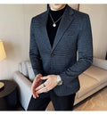 Autumn Winter Simple Plaid  Blazer  For Men Slim Fit . It can worn for Business Events and  wedding functions.