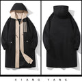 Fashionable Men's overcoat, high-quality hooded jacket, windproof, warm,