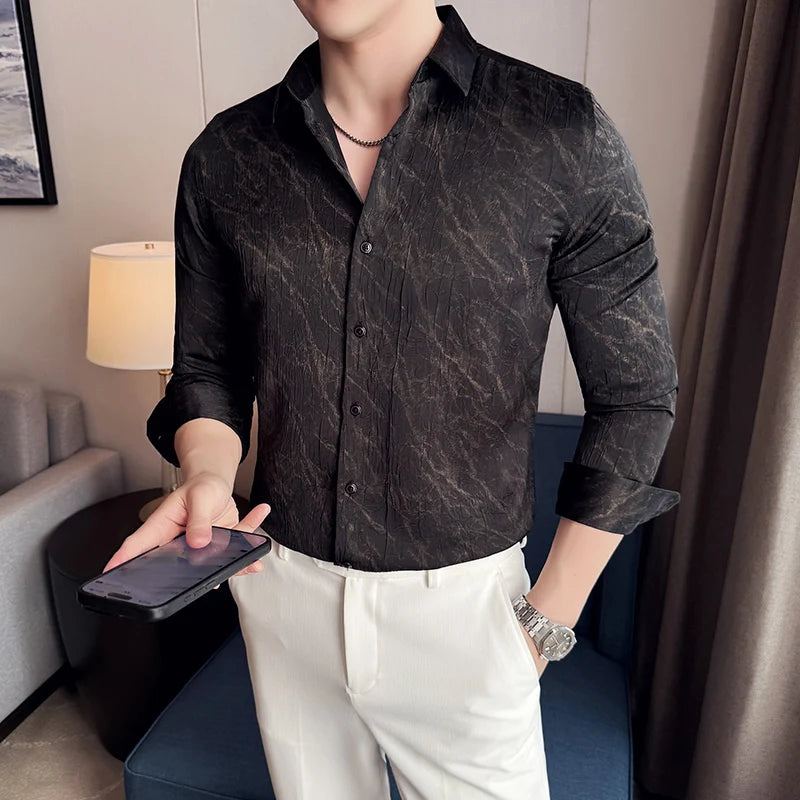 High Quality Men's Summer Long Sleeve Business  Shirt