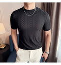 Men's Slim Fit  Half High Collar Short Sleeved T-shirt