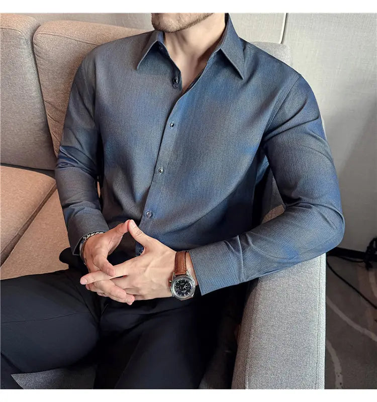 Men's Long Sleeved Casual Versatile Shirt British Style