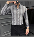 New  Spring  Striped Long Sleeved Shirt For Men