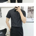 Casual Slim Fit Men Short Sleeve Non Iron Striped Light Shirt