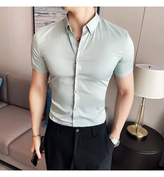 High Quality Men Business Casual Short Sleeved Shirt