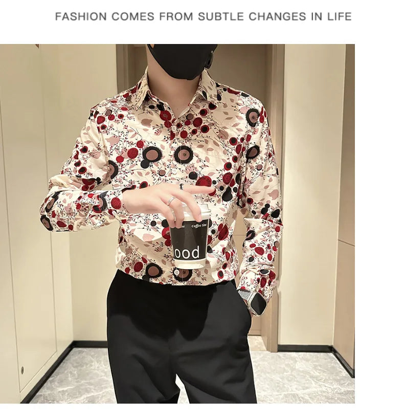Hot Selling Long Sleeve Flower Shirt for Men