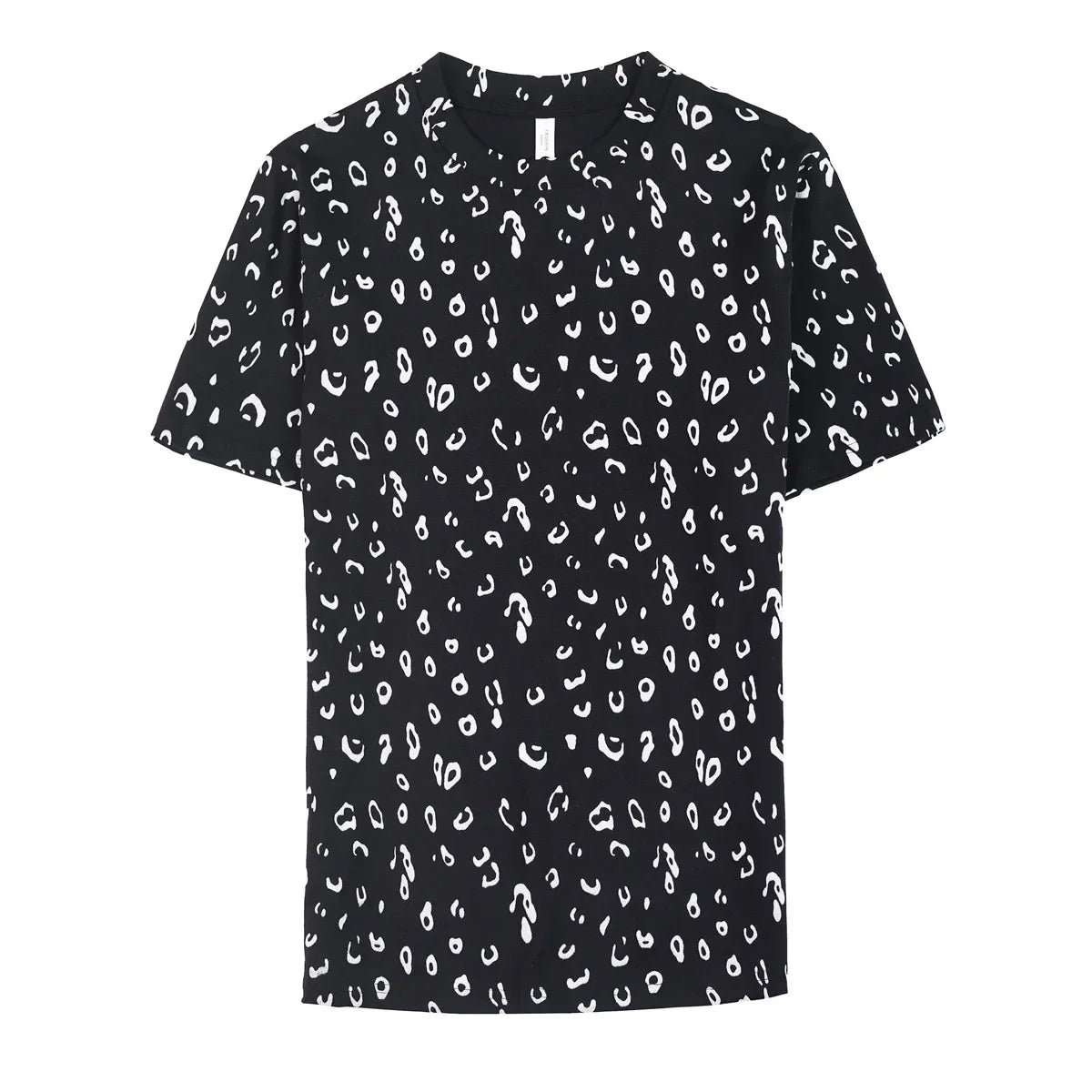 Men's  Leopard Print Round Collar Slim Fit Short Sleeve T -Shirt