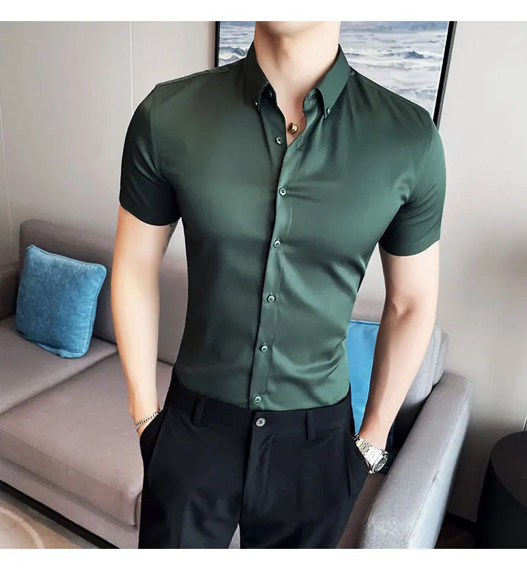 High Quality Men Business Casual Short Sleeved Shirt