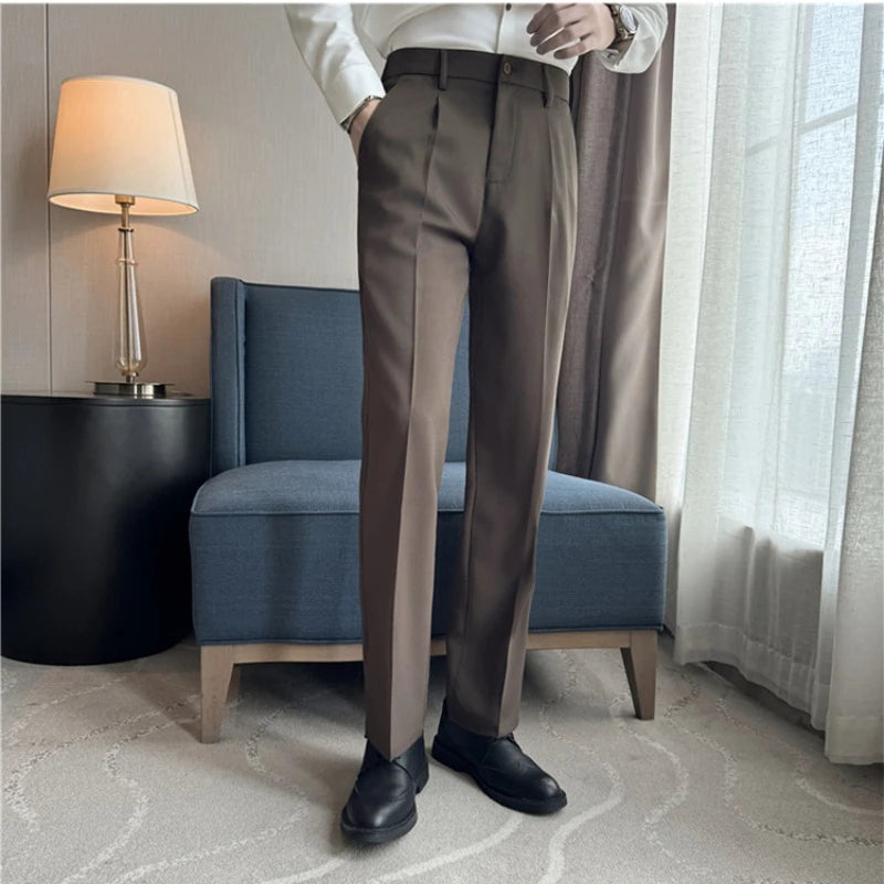Men'S  Casual Pants Elastic  Business Suit Pants .It is worn in Office or Wedding Functions