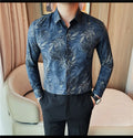 Men 's Korean Style  Business Floral Shirt