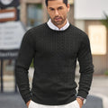 Men's All-Season Cable Knit Pullover Sweater with Rope Twist Pattern