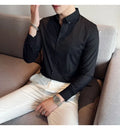 British Style Striped  Men' s Long Sleeve  Shirt