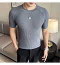 Men's Business Casual Slim Fit Silk Short Sleeve T Shirt