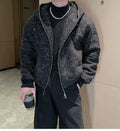 Korean Loose Hooded Jackets Men Zipper Jacket