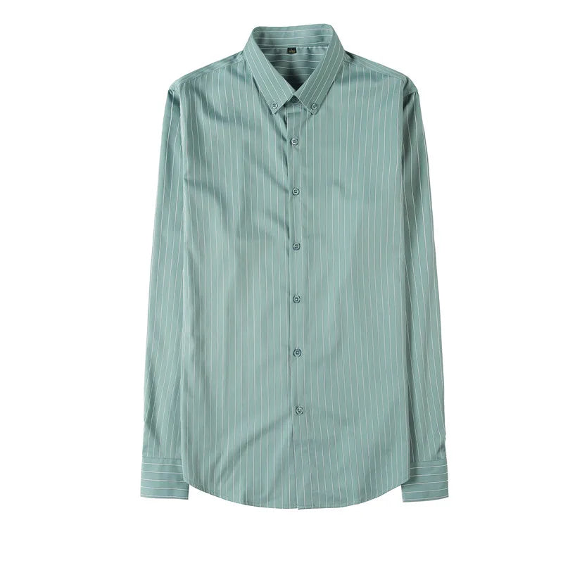 British Style Striped  Men' s Long Sleeve  Shirt