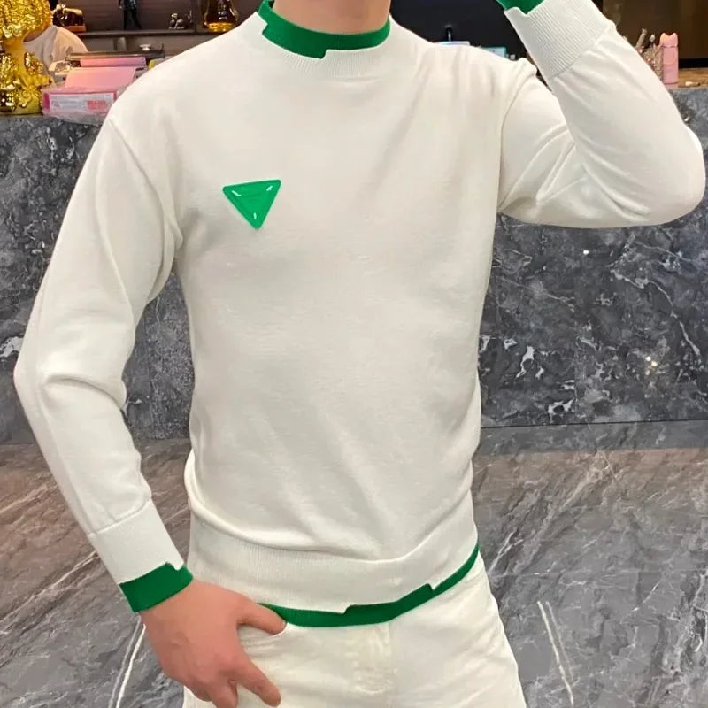 Men's Casual Sweater Long Sleeve Pullovers Fashion Crew Neck Sweatshirt