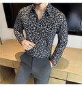 Men's Long-sleeved Floral  Shirt with High-quality