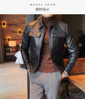 Men Fashion Lapel streetwear  Jacket Casual Business leather coats