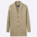 American European Fashion Men's  Trendy Long Sleeve Turn-down Collar Loose Knitted Knee Length Sweater Coat