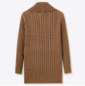 American European Fashion Men's  Trendy Long Sleeve Turn-down Collar Loose Knitted Knee Length Sweater Coat