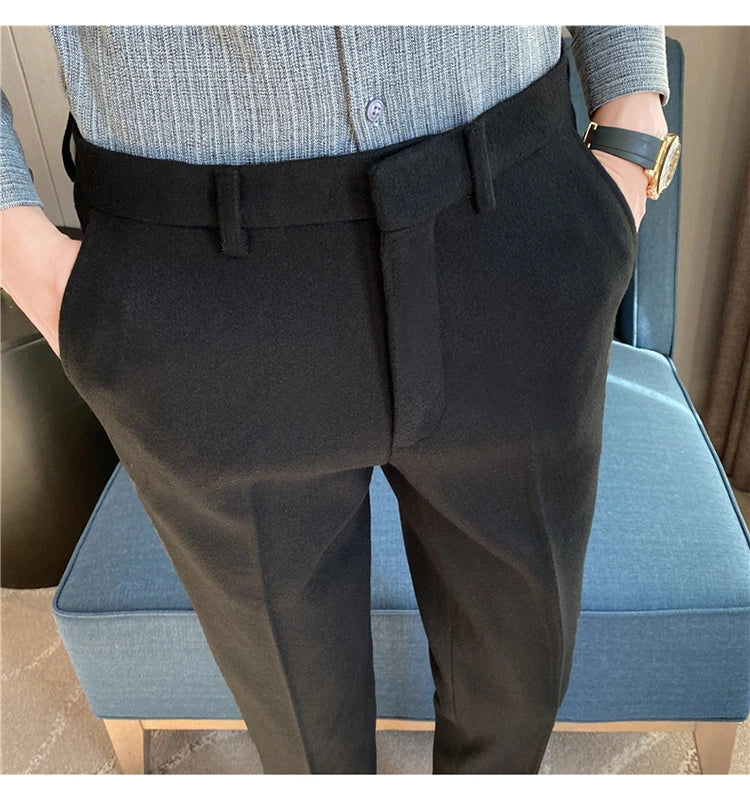 New Thick Business  Woolen Trousers for Men