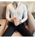 British Style Striped  Men' s Long Sleeve  Shirt