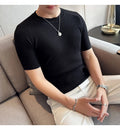 Men's Business Casual Slim Fit Silk Short Sleeve T Shirt