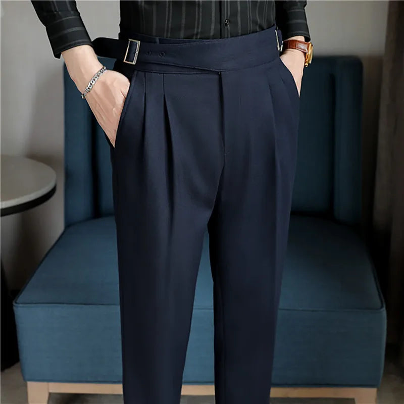 Luxury Men's Slim High-Rise Formal Pants