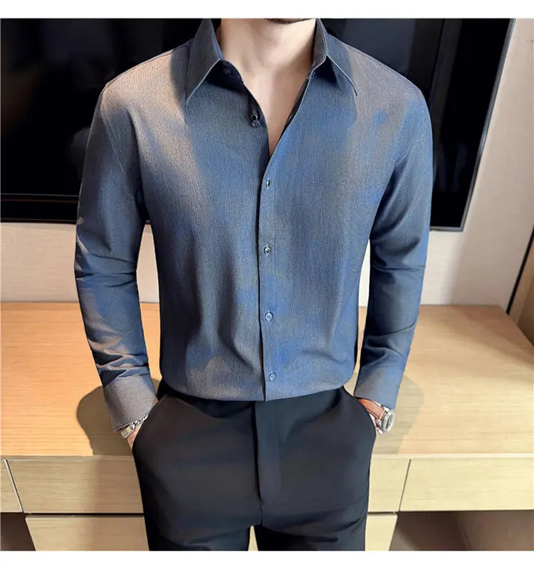 Men's Long Sleeved Casual Versatile Shirt British Style