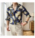 Men Draped Floral Contrast Shirt  Wrinkle-Resistant Flow   Casual Elegance