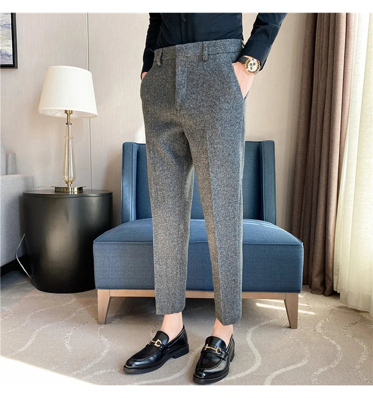 New Thick Business  Woolen Trousers for Men
