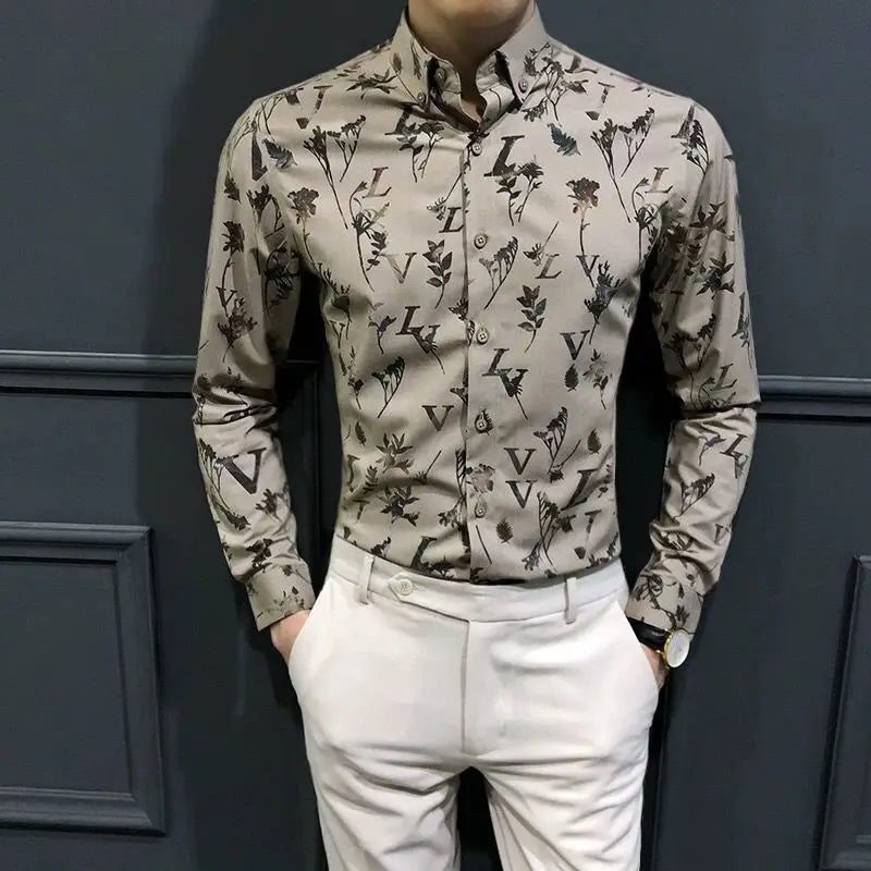 Men latest Long Sleeved  Floral Shirt