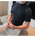 Turtleneck  Korean Luxury Clothing Short Sleeve T Shirt For Men