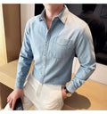Men's 90% Cotton Denim Shirt – Classic Collar & Button-Up Design