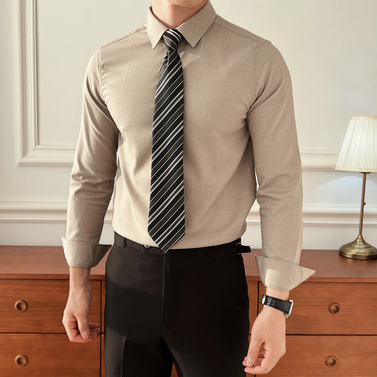 2025 Autumn New Arrival Men's Long - Sleeve Business Casual Shirt