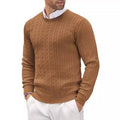 Men's All-Season Cable Knit Pullover Sweater with Rope Twist Pattern